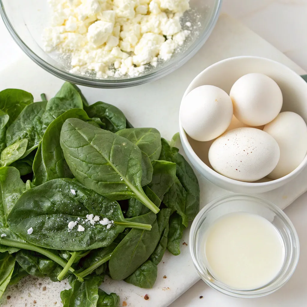 Ingredients for a Healthy Spinach & Feta Quiche