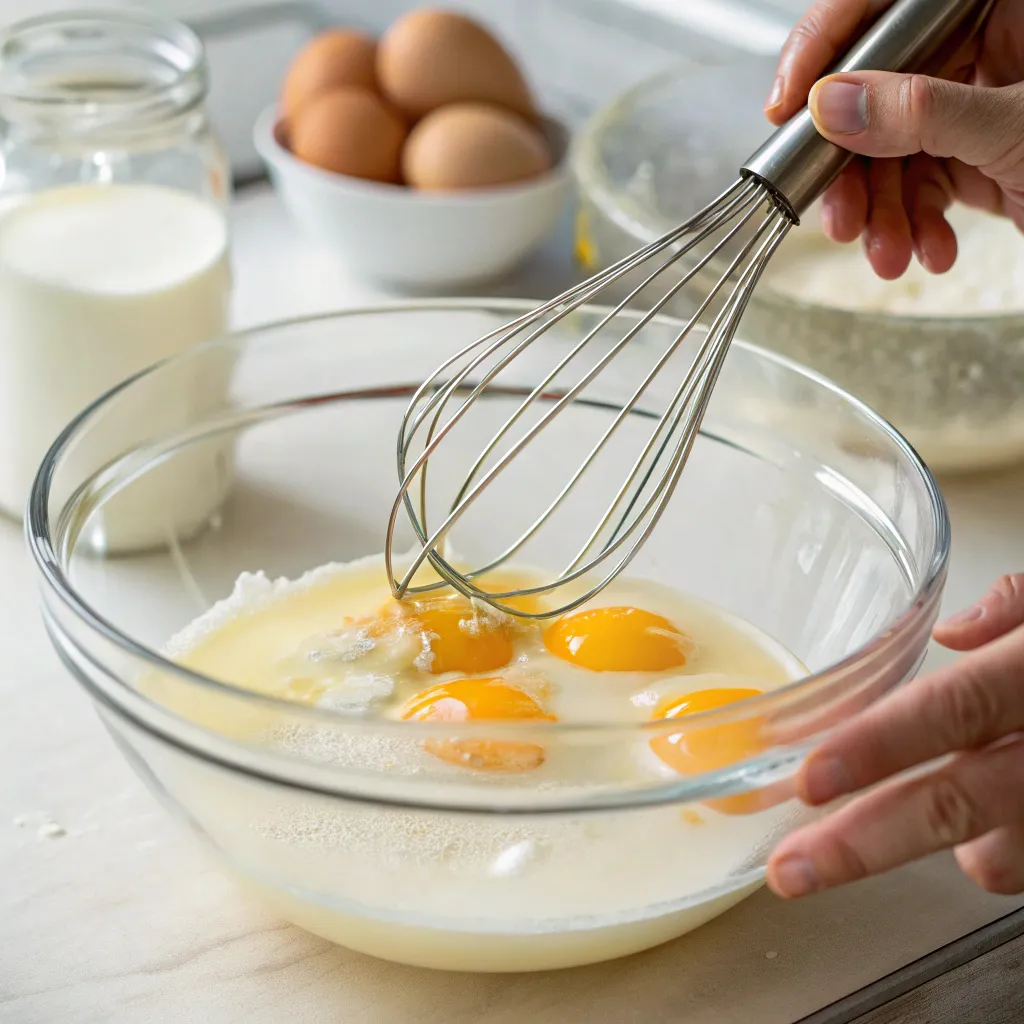 Step by Step Instructions to Prepare Your Spinach & Feta Quiche : Whisk eggs