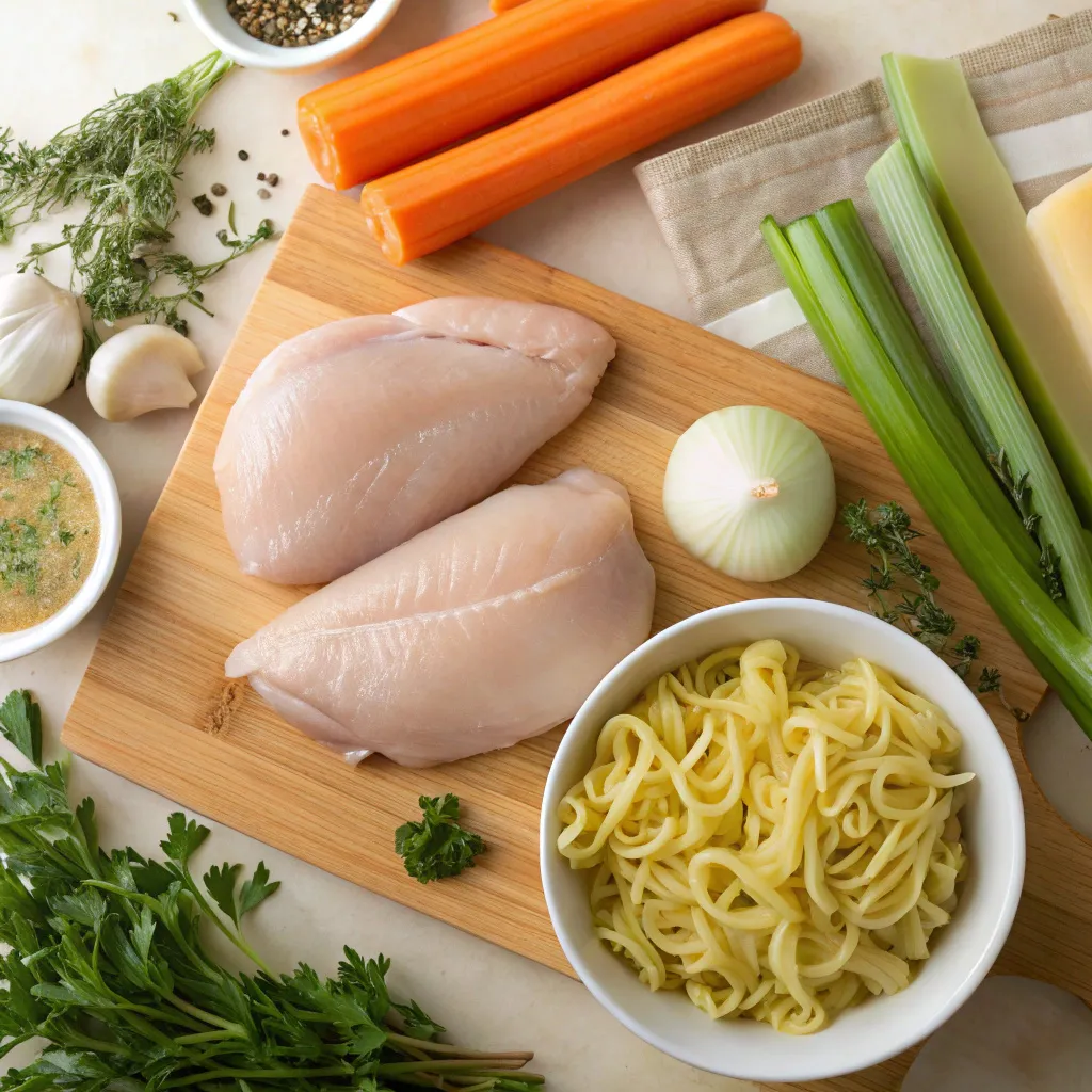 Ingredients for Crockpot Chicken Noodle Soup