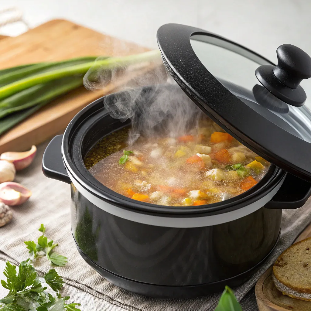 Instructions for Crockpot Chicken Noodle Soup : Cook