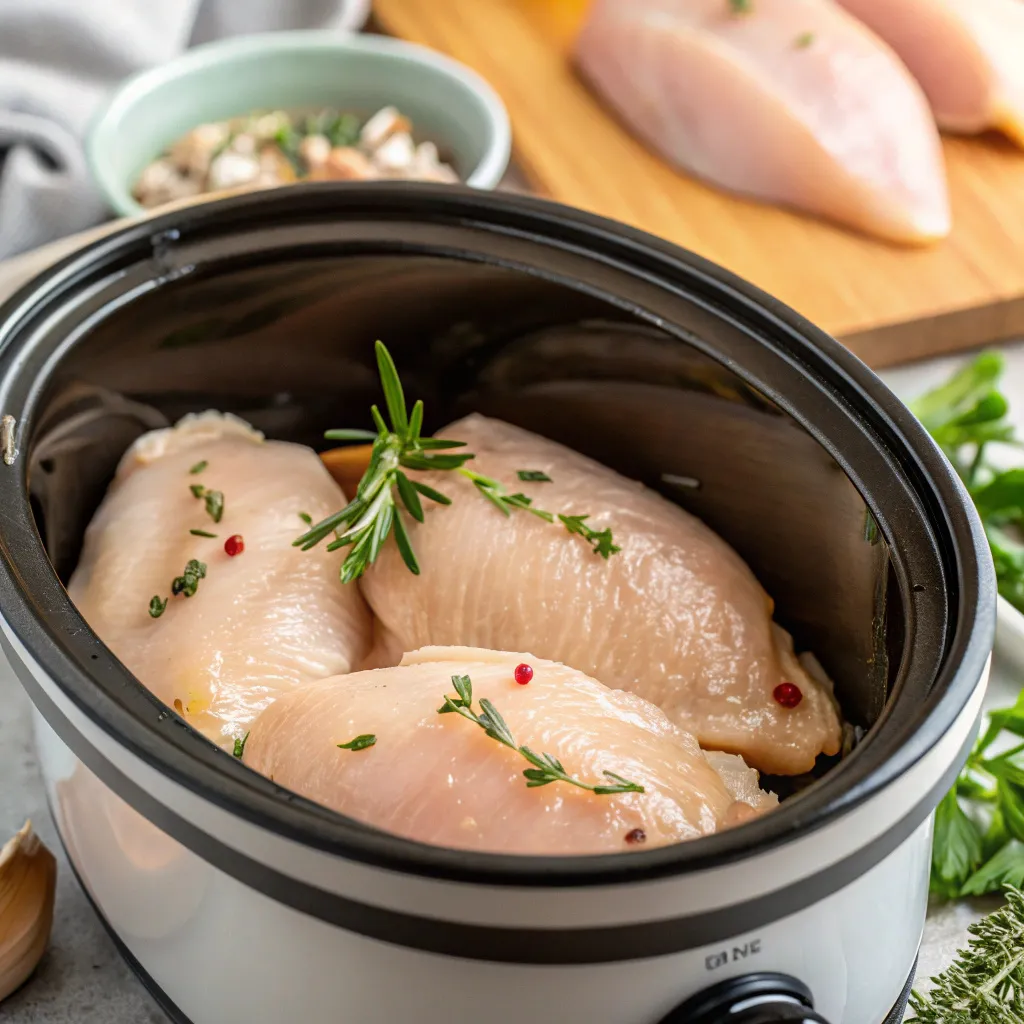 Instructions for Crockpot Chicken Noodle Soup : Prepare the chicken